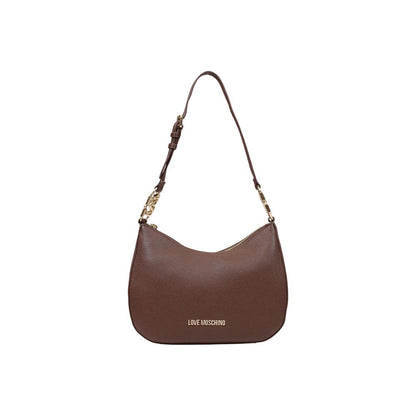 Medium Handbag by Love Moschino for women in polyethylene & polyurethane brown & gold features a signature silhouette, showcasing a secure and signature with versatile adjustable-strap for a sophisticated look.