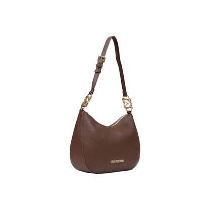 This Medium Handbag by Love Moschino for women in polyethylene & polyurethane and brown & gold presents a sculptural silhouette featuring a secure , ample , and versatile adjustable-strap for a sculptural finish.
