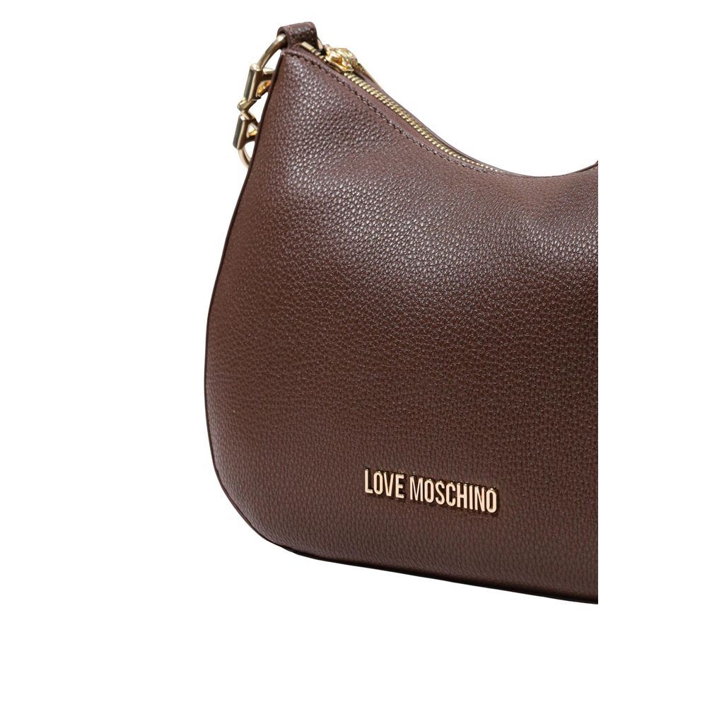Medium Handbag by Love Moschino for women in polyethylene & polyurethane brown & gold features a ornamental silhouette, showcasing a secure , ample , and ornamental adjustable-strap for a sophisticated look.