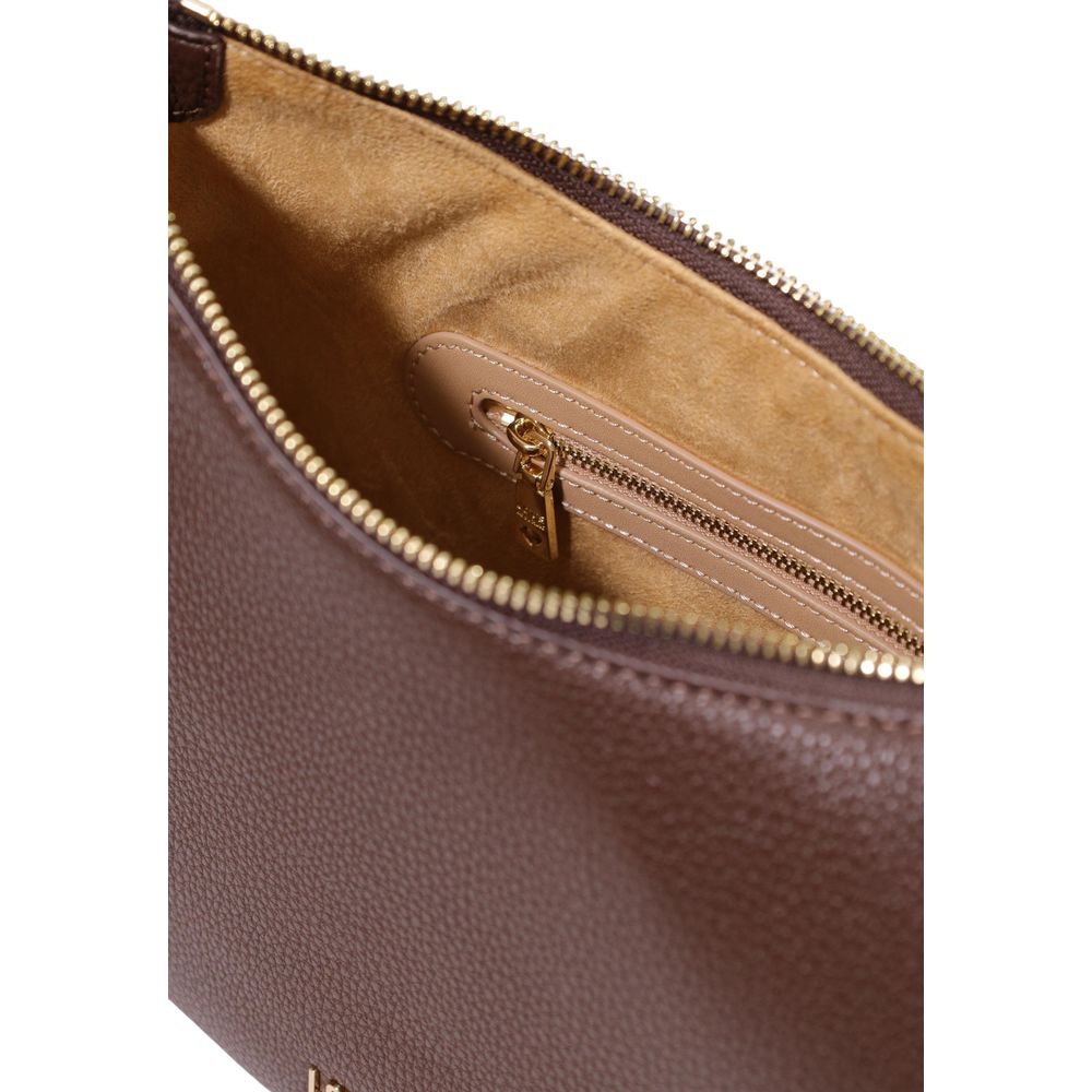 Medium Handbag by Love Moschino for women in polyethylene & polyurethane brown & gold features a refined silhouette, showcasing a secure , organized , and versatile adjustable-strap for a refined finish.