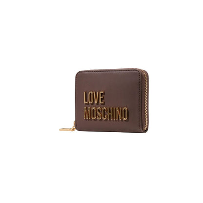 Wallet by Love Moschino for women in polyester polyurethane & polyethylene brown & gold presents a refined silhouette, artfully capturing the essence of the Polyester Polyurethane & Polyethylene Wallet design with sophisticated compact-design for a refined look.
