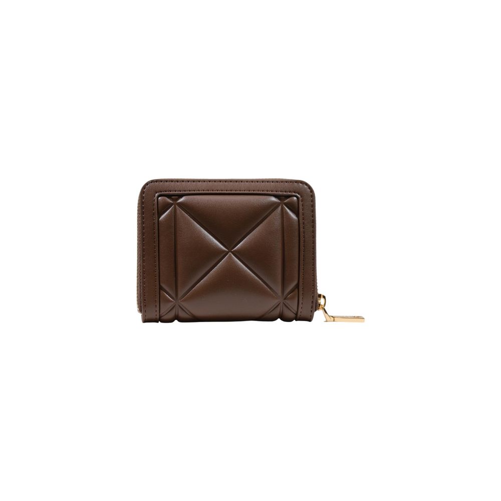 Wallet by Love Moschino for women in polyester polyurethane & polyethylene brown & gold showcases a discerning silhouette, artfully capturing the essence of Polyester Polyurethane & Polyethylene Wallet with its functional compact-design.
