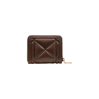Wallet by Love Moschino for women in polyester polyurethane & polyethylene brown & gold showcases a discerning silhouette, artfully capturing the essence of Polyester Polyurethane & Polyethylene Wallet with its functional compact-design.