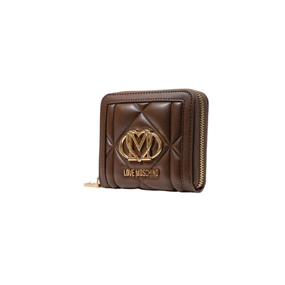 Wallet by Love Moschino for women in polyester polyurethane & polyethylene brown & gold features a streamlined silhouette, showcasing the streamlined Polyester Polyurethane & Polyethylene Wallet design with sophisticated compact-design for a premium look.