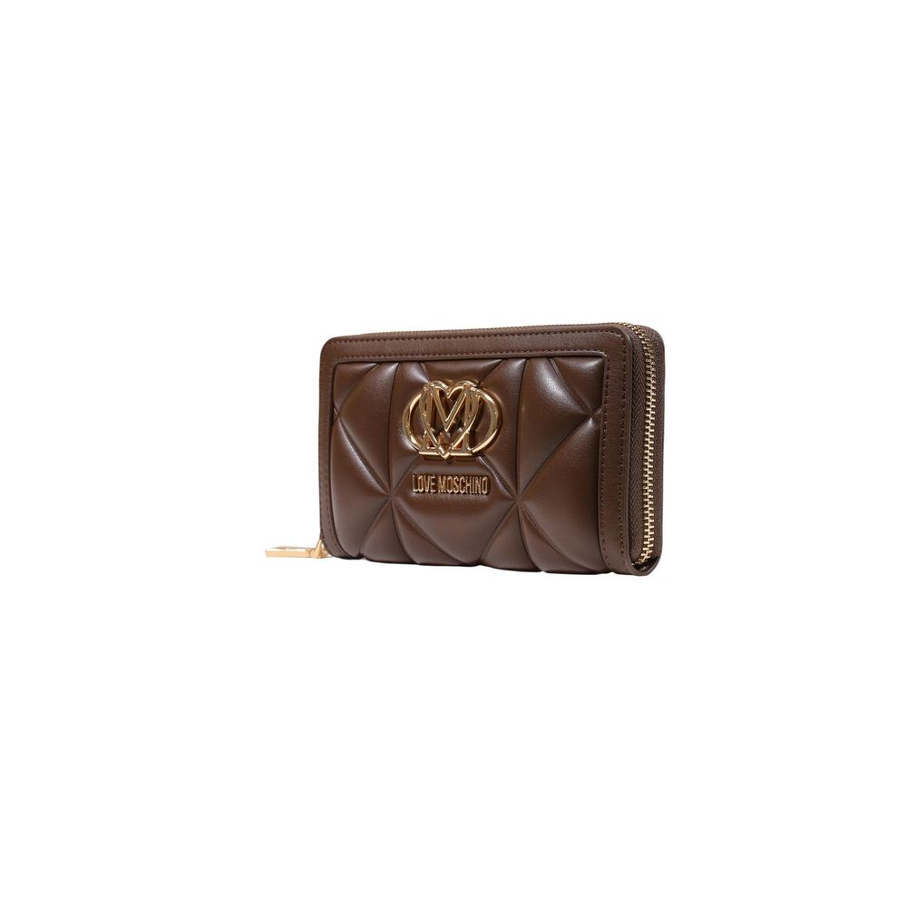 Wallet by Love Moschino for women in polyethylene & polyurethane brown & gold presents a refined silhouette, artfully capturing the essence of the Polyethylene & Polyurethane Wallet design with sophisticated for a refined look.