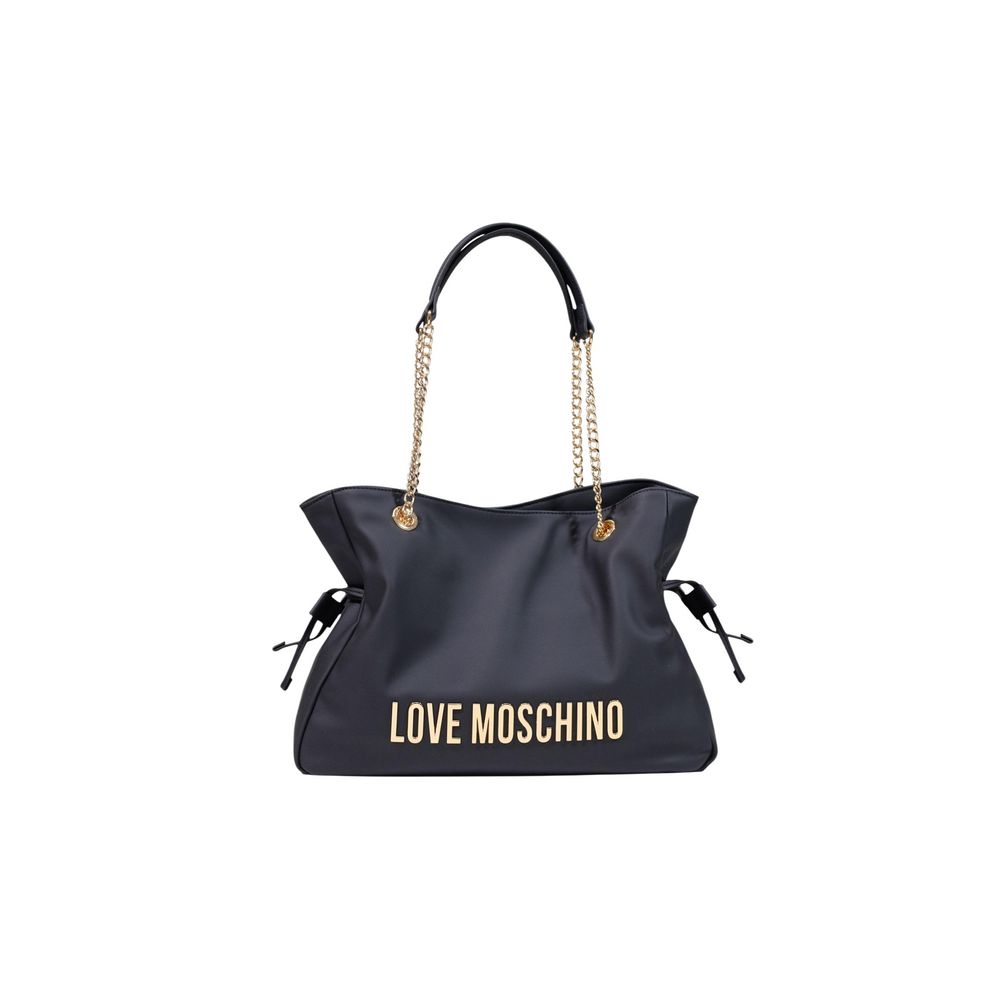 Large Shopper Handbag by Love Moschino for women in faux leather black & gold features a exquisite silhouette, showcasing a secure and exquisite with versatile handle for a exquisite finish.