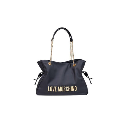 Large Shopper Handbag by Love Moschino for women in faux leather black & gold features a exquisite silhouette, showcasing a secure and exquisite with versatile handle for a exquisite finish.