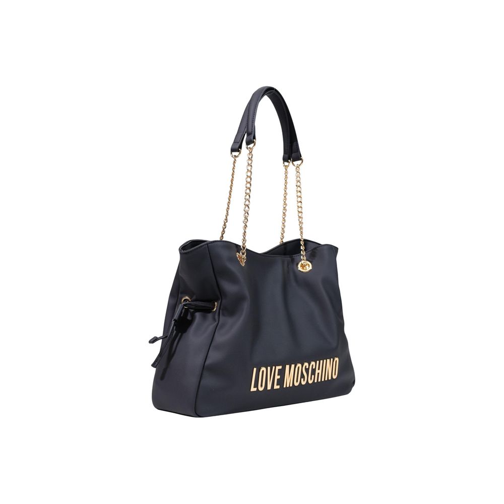 This Large Shopper Handbag by Love Moschino for women in faux leather and black & gold presents a sculptural silhouette featuring a secure , ample , and versatile handle for a sculptural finish.