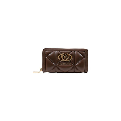 Wallet by Love Moschino for women in polyethylene & polyurethane brown & gold showcases a refined silhouette, artfully capturing the essence of the refined Polyethylene & Polyurethane Wallet design with functional .