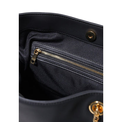 Large Shopper Handbag by Love Moschino for women in faux leather black & gold features an refined silhouette, showcasing a secure , ample , and versatile handle for a sophisticated refined aesthetic.