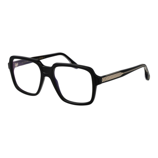 Eyeglasses Frames by Victoria Beckham for women in acetate black showcases a reflective silhouette, artfully incorporating a sophisticated black coloured frame with a distinct full-frame frame design.