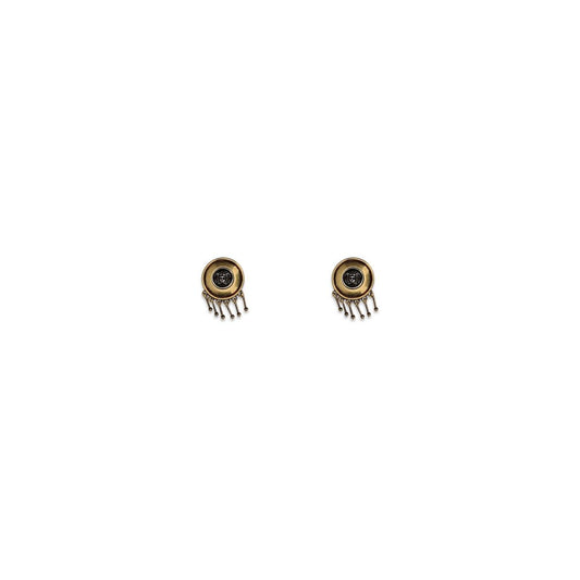 Earrings by Versace for women in bos taurus calf leather gold showcases a enchanting silhouette, artfully incorporating the intricate clip-on drop seen in the Medusa Women's Clip On Drop Gold Brass Earrings.