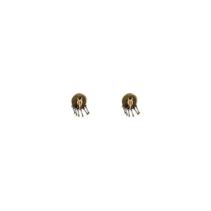 Earrings by Versace for women in bos taurus calf leather gold features an ornate clip-on drop from the Medusa Women's Clip On Drop Gold Brass Earrings collection, showcasing a ornate finish that embodies sophisticated luxury.