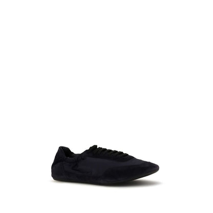 Athletic Sneakers by Prada for men in nylon suede leather blue & monogram presents a sleek silhouette, perfectly capturing the athletic style essence of Men's Athletic Nylon Suede Leather Sneakers with its sleek design and premium finish.