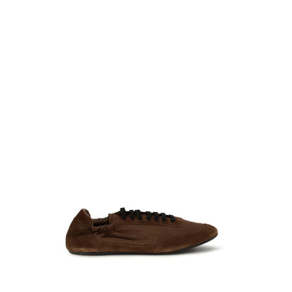 Athletic Sneakers by Prada for men in nylon suede leather brown & monogram showcases an impeccable silhouette, defined by an impeccable athletic style design that perfectly captures the essence of the Men's Athletic Nylon Suede Leather Sneakers.