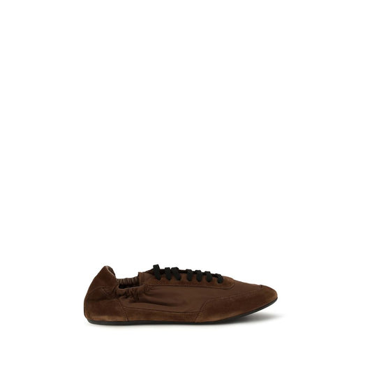 Athletic Sneakers by Prada for men in nylon suede leather brown & monogram showcases an impeccable silhouette, defined by an impeccable athletic style design that perfectly captures the essence of the Men's Athletic Nylon Suede Leather Sneakers.