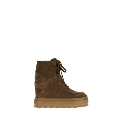 Sneakers by Casadei for women in suede calfskin leather brown presents a on trend silhouette from the Women's High Top Chunky Suede Calfskin Leather Sneakers collection, showcasing a on trend high-top chunky style for an elevated aesthetic.