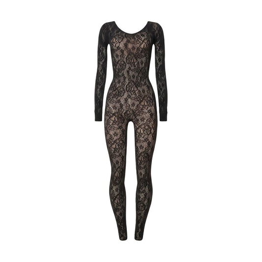 One-Piece by Wolford for women in stretch polyamide black & rose showcases a eye catching silhouette, artfully detailed with a eye catching round neckline and long-sleeve for a eye catching, sophisticated finish.