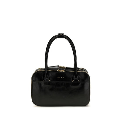 Small Handbag by Marni for women in bio-acetate & bos taurus calfskin leather black & print features a signature silhouette, showcasing a secure zipper and signature built-in-compartments & internal-pockets with versatile handle for a sophisticated look.