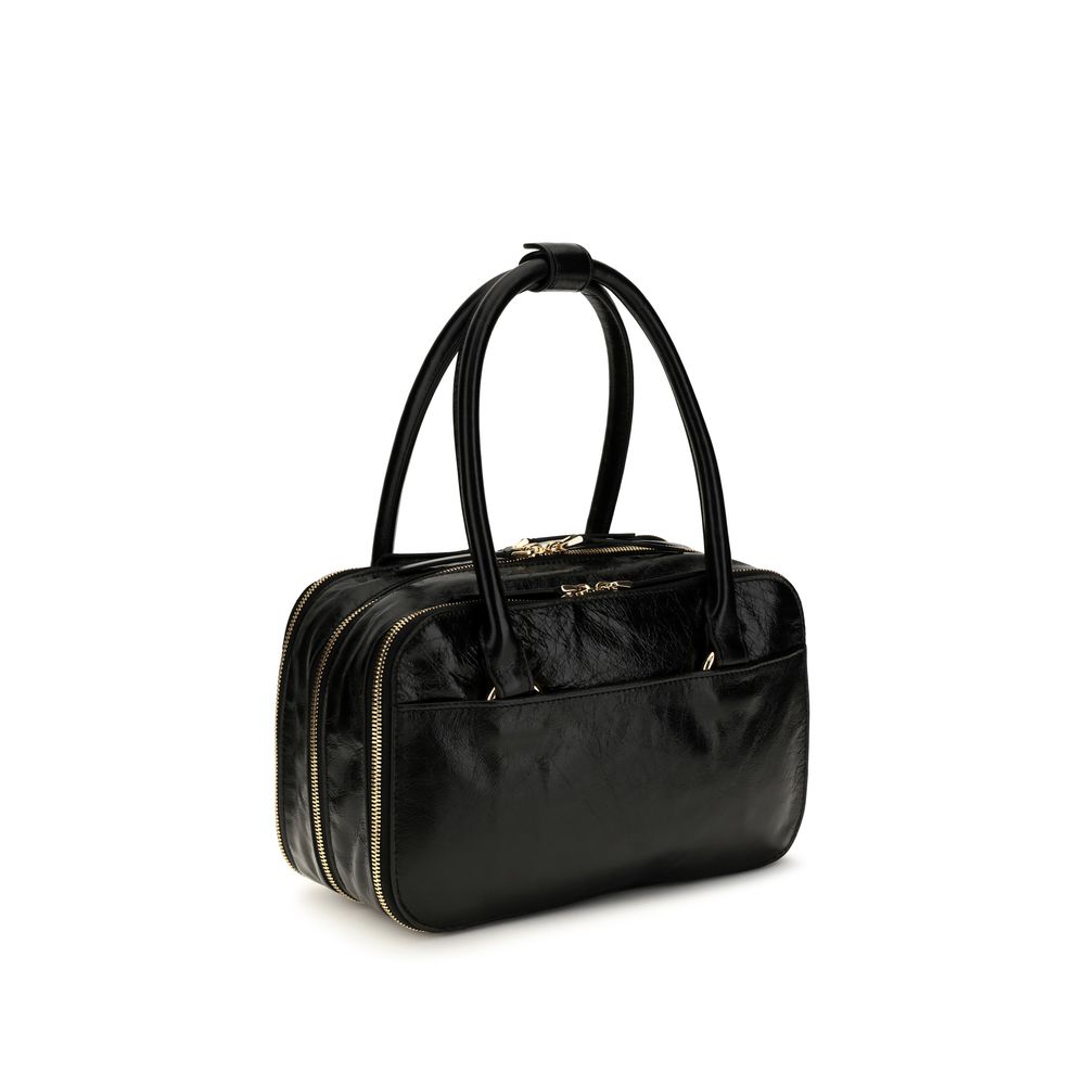 Small Handbag by Marni for women in bio-acetate & bos taurus calfskin leather black & print features an refined silhouette, showcasing a secure zipper, ample built-in-compartments & internal-pockets, and versatile handle for a sophisticated refined aesthetic.