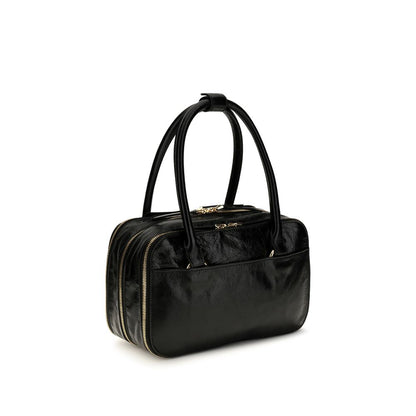 Small Handbag by Marni for women in bio-acetate & bos taurus calfskin leather black & print features an refined silhouette, showcasing a secure zipper, ample built-in-compartments & internal-pockets, and versatile handle for a sophisticated refined aesthetic.