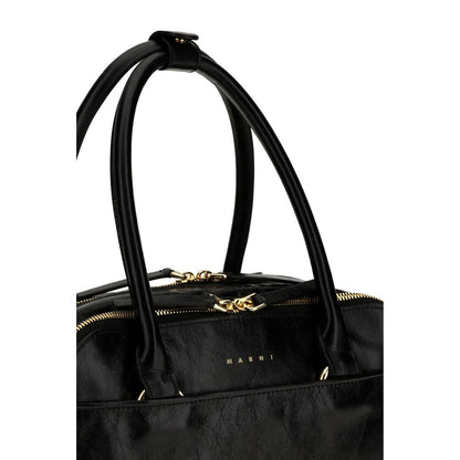 Small Handbag by Marni for women in bio-acetate & bos taurus calfskin leather black & print features a refined silhouette, showcasing a secure zipper, organized built-in-compartments & internal-pockets, and versatile handle for a refined finish.