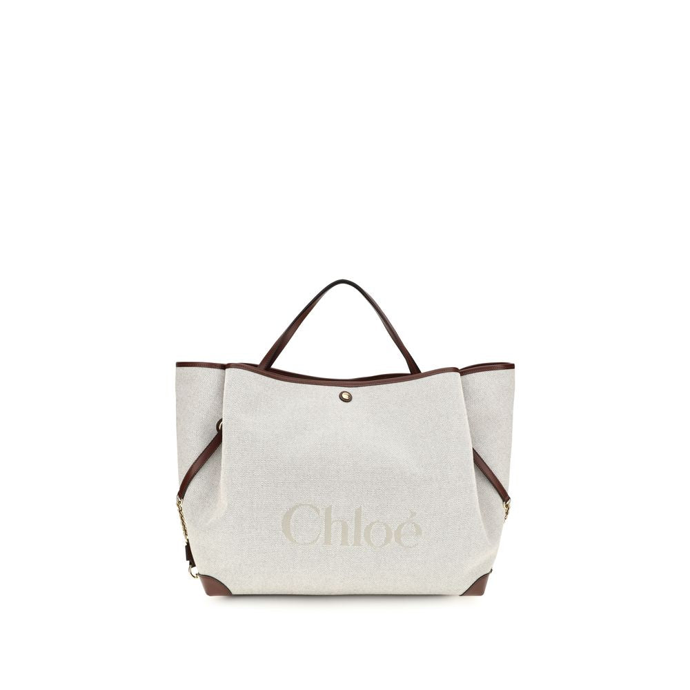 Large Shoulder Tote Bag by Chloé for women in cotton canvas beige & jacquard features a effortless sophistication silhouette, secured by a with ample and versatile handle for a effortless sophistication finish.