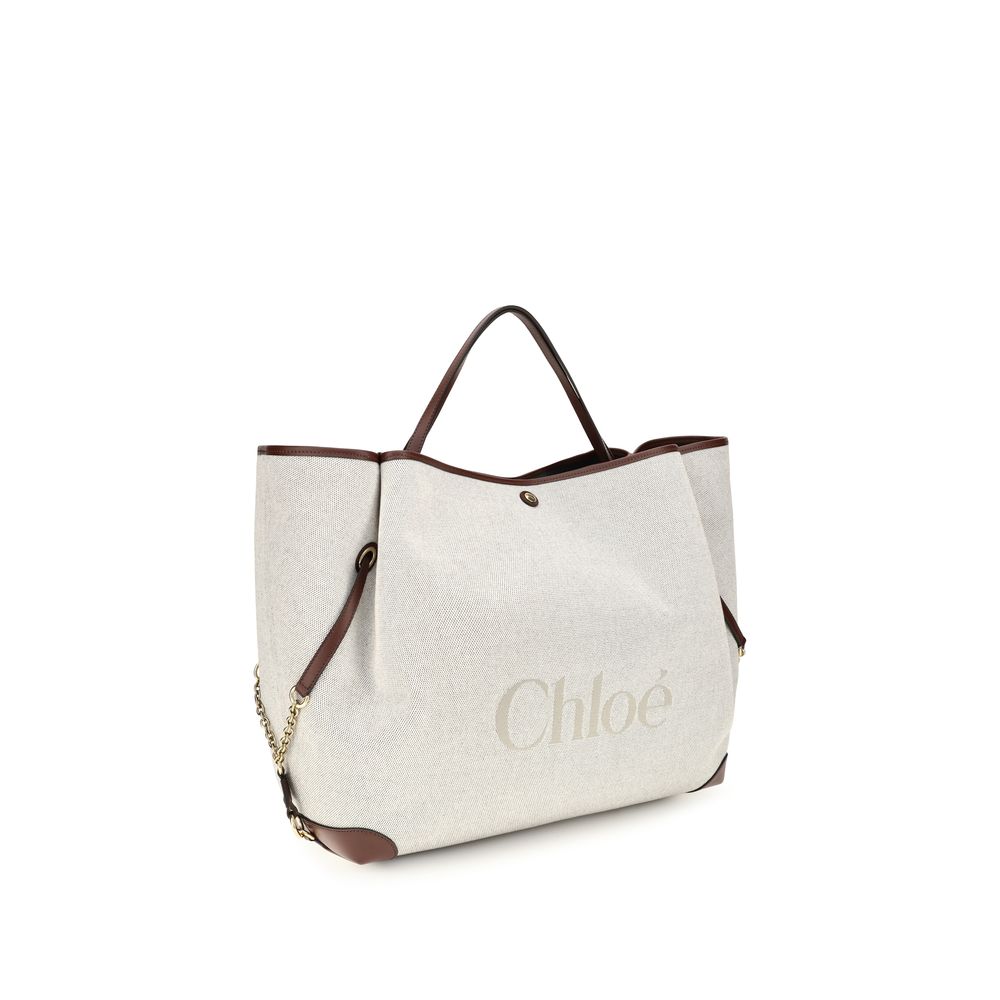 Large Shoulder Tote Bag by Chloé for women in cotton canvas beige & jacquard features a enviable silhouette, showcasing a secure , ample , and enviable handle for a enviable finish.