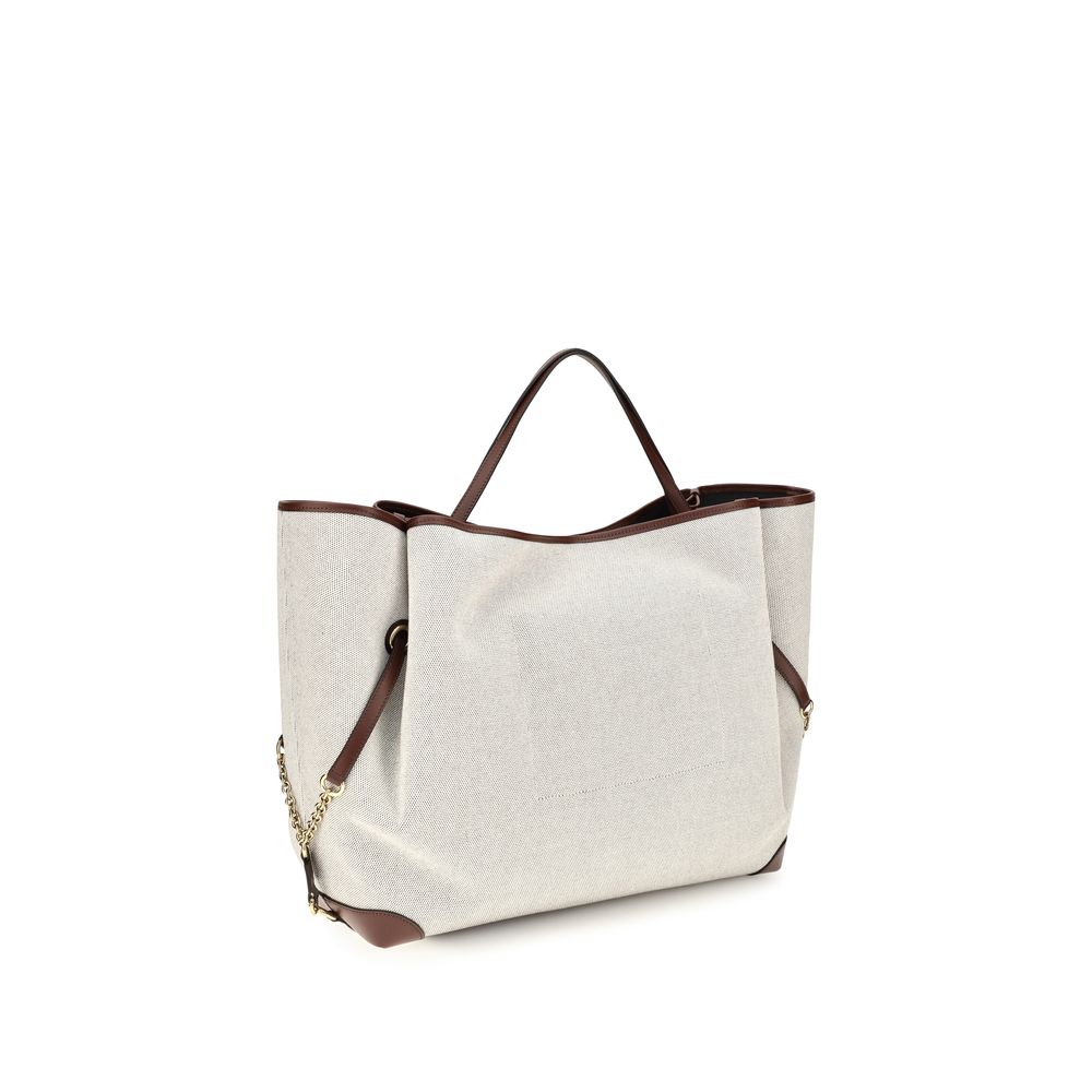 Large Shoulder Tote Bag by Chloé for women in cotton canvas beige & jacquard features a distinguished silhouette, showcasing a secure and distinguished with versatile handle for a distinguished finish.