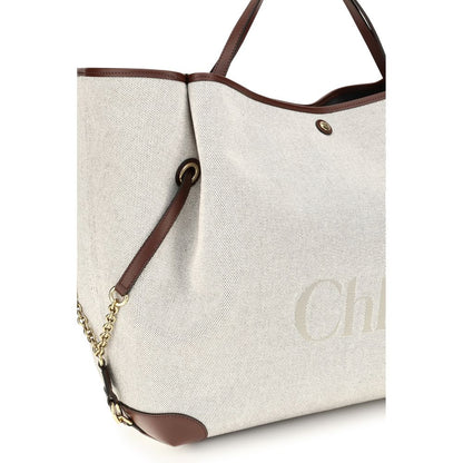 Large Shoulder Tote Bag by Chloé for women in cotton canvas beige & jacquard showcases a enviable silhouette, artfully detailed with a secure , organized , and versatile handle for a enviable look.