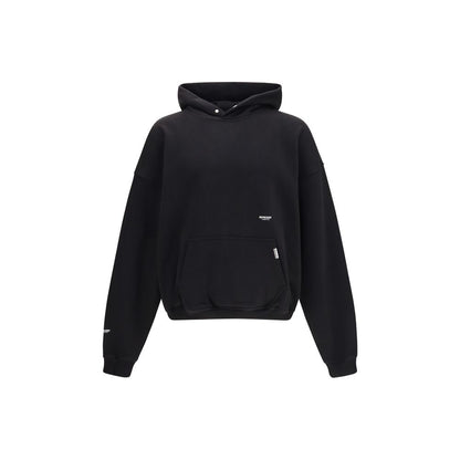 Sweatshirt Hoodie by Represent for men in cotton black & signature features an dramatic silhouette, showcasing a sophisticated hooded neckline and dramatic for a refined, modern aesthetic.