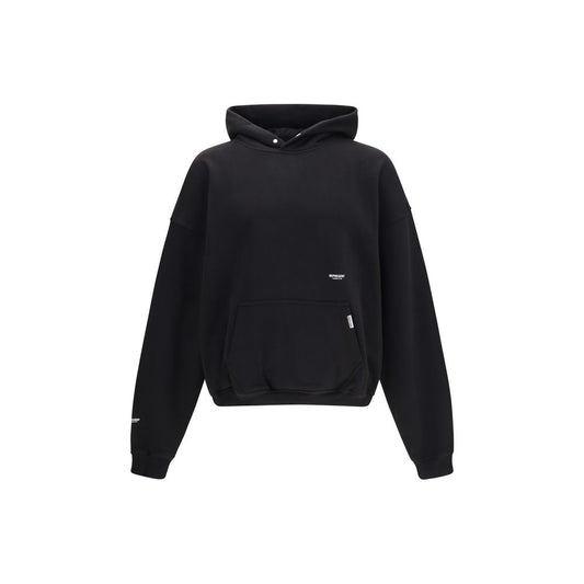 Sweatshirt Hoodie by Represent for men in cotton black & signature features an dramatic silhouette, showcasing a sophisticated hooded neckline and dramatic for a refined, modern aesthetic.