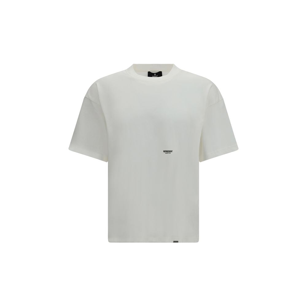 T-Shirt by Represent for men in cotton white showcases a unassuming silhouette, artfully detailed with a refined crew neckline and unassuming for a sophisticated, contemporary look.