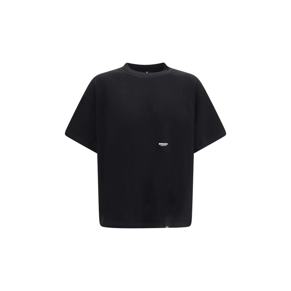 T-Shirt by Represent for men in cotton black showcases a fashionable silhouette, elegantly detailed with a fashionable and crew neckline for a sophisticated, high-fashion look.
