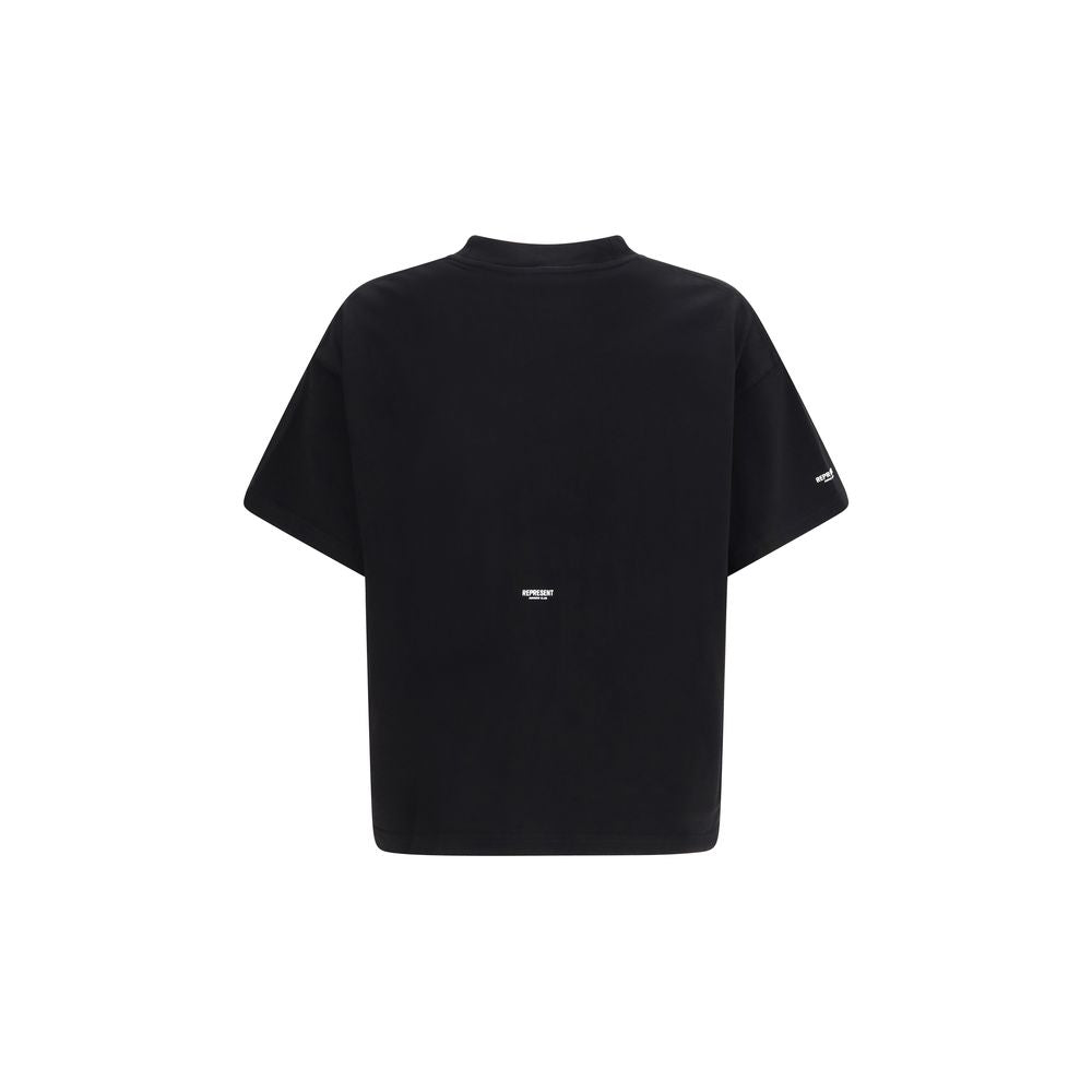 T-Shirt by Represent for men in cotton black features an edgy silhouette, meticulously detailed with a sophisticated and crew neckline for a truly edgy finish.