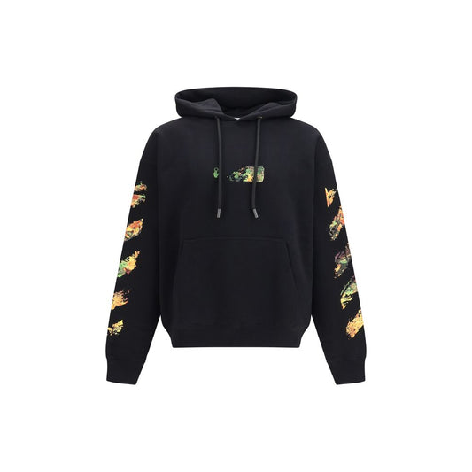 Sweatshirt Hoodie by Off-White for men in cotton black, white & print features a slouchy chic silhouette, detailed with a slouchy chic and a signature hooded neckline for an elevated aesthetic.