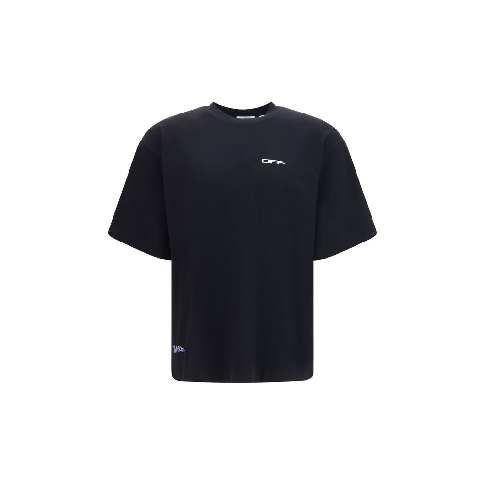 Activewear T-Shirt by Off-White for men in cotton black, white & print features a dynamic silhouette with short-sleeve and crew neckline enhanced by functional .