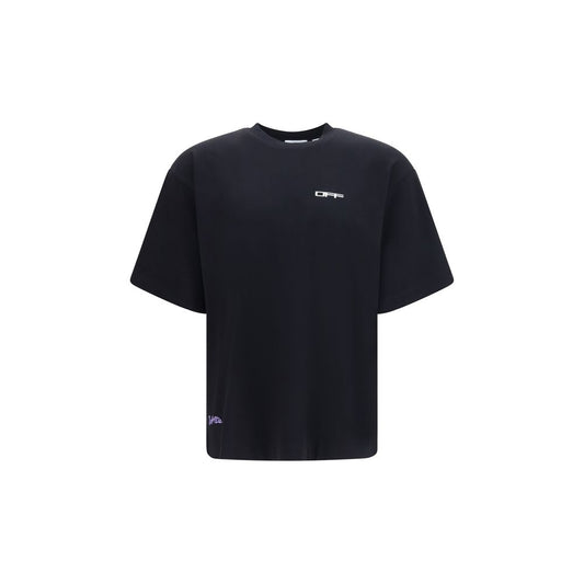Activewear T-Shirt by Off-White for men in cotton black, white & print features a dynamic silhouette with short-sleeve and crew neckline enhanced by functional .