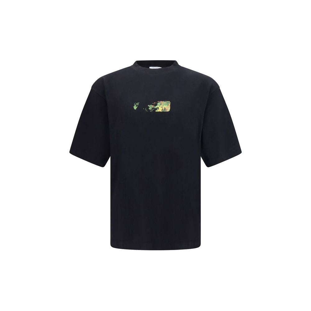 Activewear T-Shirt by Off-White for men in cotton black, white & print presents a kinetic silhouette, showcasing the kinetic short-sleeve and crew neckline alongside functional for a premium, athletic look.
