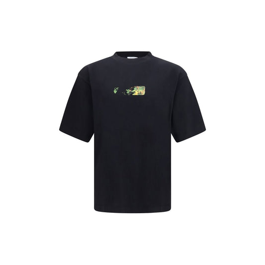 Activewear T-Shirt by Off-White for men in cotton black, white & print presents a kinetic silhouette, showcasing the kinetic short-sleeve and crew neckline alongside functional for a premium, athletic look.
