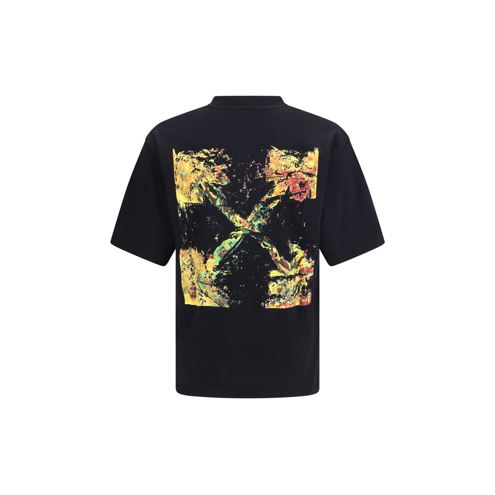 Activewear T-Shirt by Off-White for men in cotton black, white & print features an athletic silhouette with sleeves and a crew neckline neckline, enhanced by high-performance .