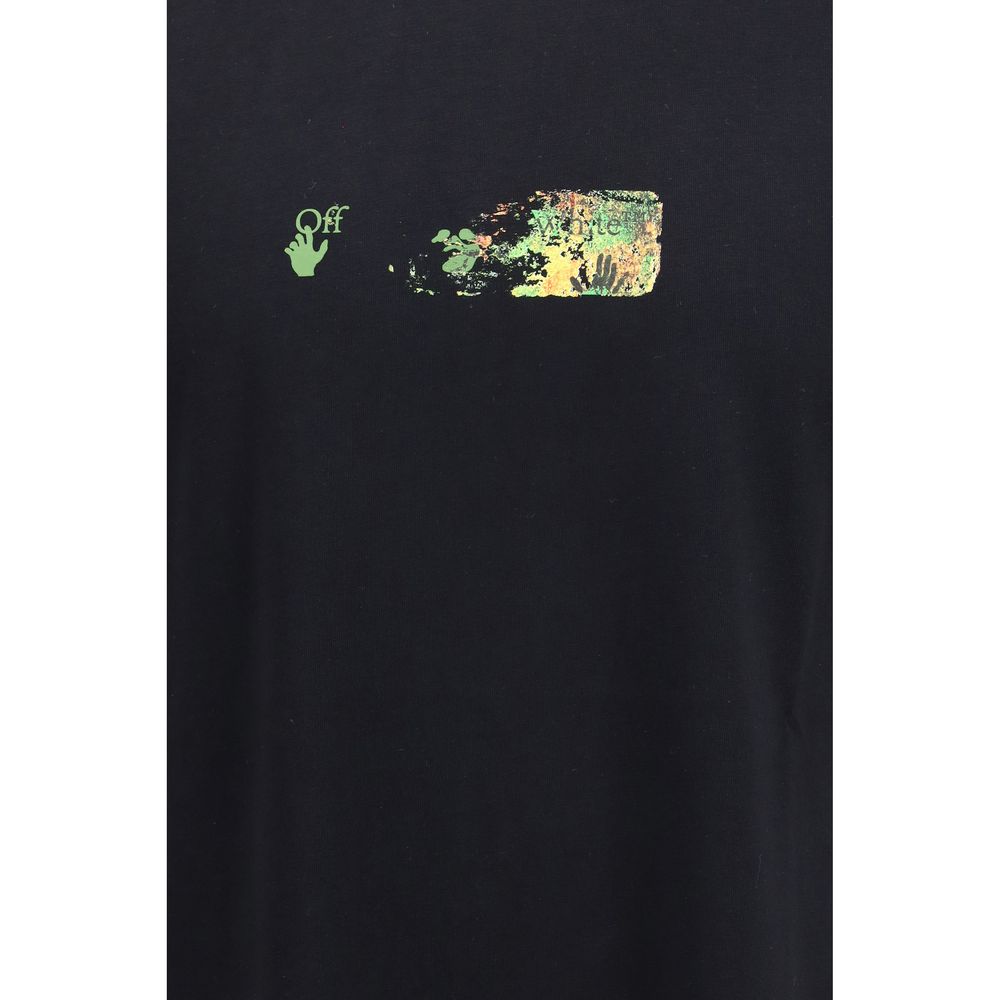 Activewear T-Shirt by Off-White for men in cotton black, white & print features an contemporary design with , a length, and a contemporary crew neckline.