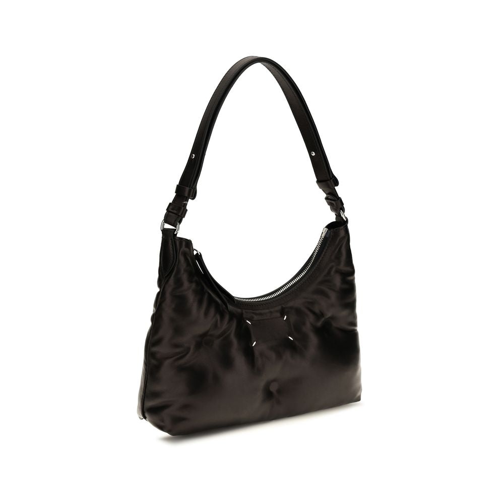 Small Quilted Shoulder Hobo Bag by Maison Margiela for women in lambskin leather black & signature features a effortless chic silhouette with a secure zipper, ample , and versatile shoulder-strap for a effortless chic finish.
