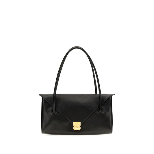 East West Shoulder Envelope Bag by Marni for women in bio-acetate canvas & bos taurus calfskin leather black features a effortless chic silhouette with a secure flap & zipper, ample , and versatile shoulder-strap & handle for a effortless chic finish.