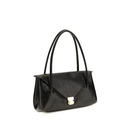 East West Shoulder Envelope Bag by Marni for women in bio-acetate canvas & bos taurus calfskin leather black features a effortless sophistication silhouette, secured by a flap & zipper with ample and versatile shoulder-strap & handle for a effortless sophistication finish.