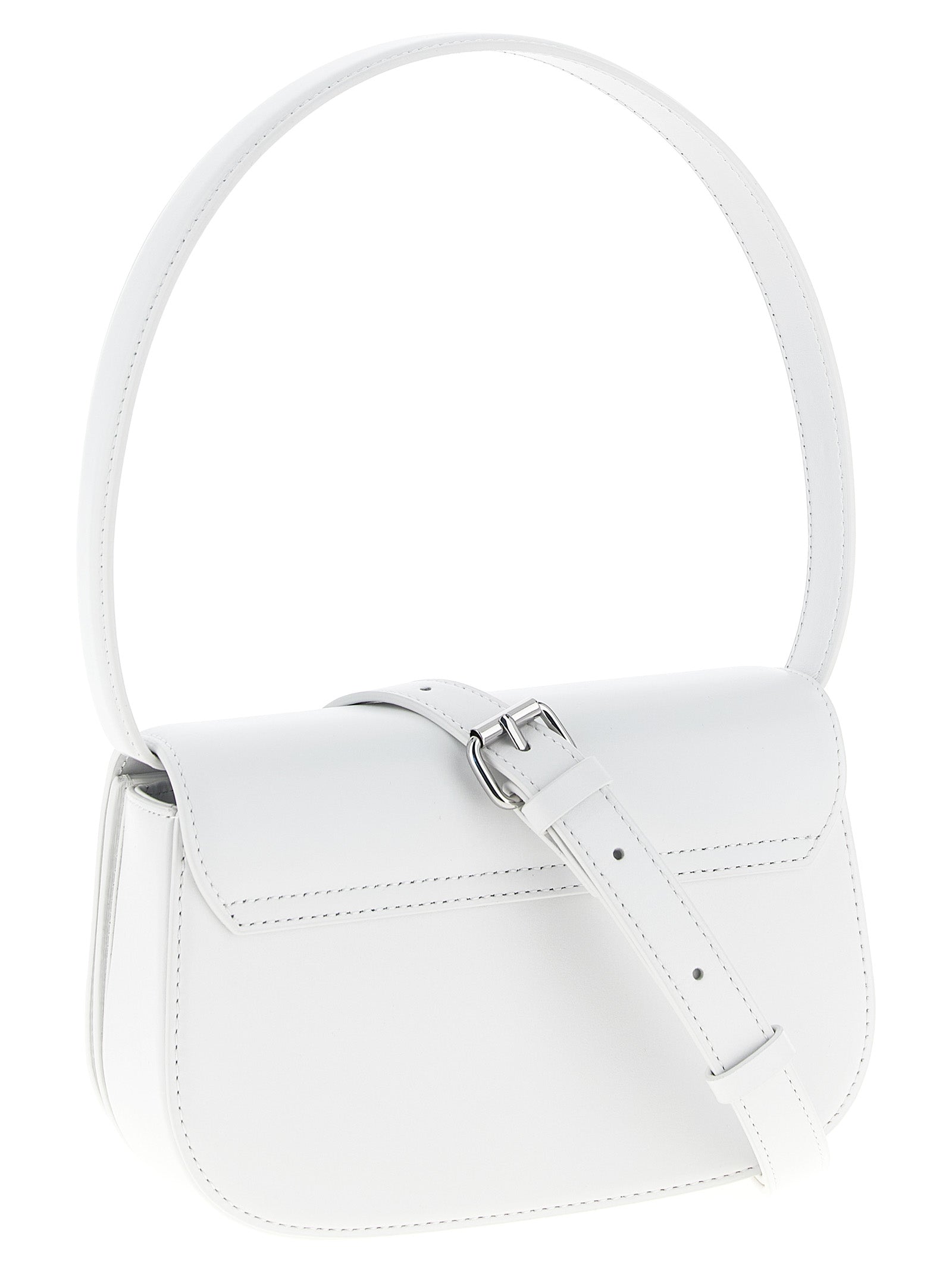 Shoulder Flap Bag by Diesel for women in leather white features a effortless chic silhouette with a secure flap, ample , and versatile shoulder-strap for a effortless chic finish.
