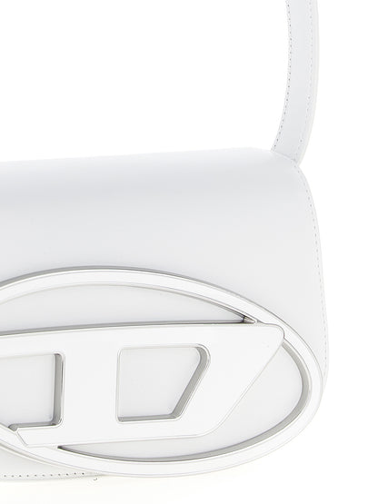 Shoulder Flap Bag by Diesel for women in leather white showcases a statuesque silhouette, artfully detailed with a secure flap, organized , and versatile shoulder-strap for a statuesque look.