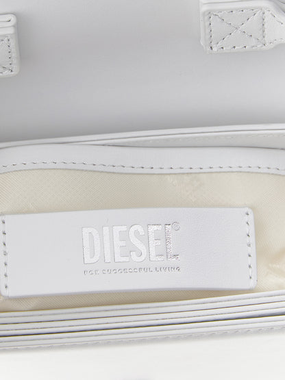 Shoulder Flap Bag by Diesel for women in leather white features a effortless sophistication silhouette, secured by a flap with ample and versatile shoulder-strap for a effortless sophistication finish.