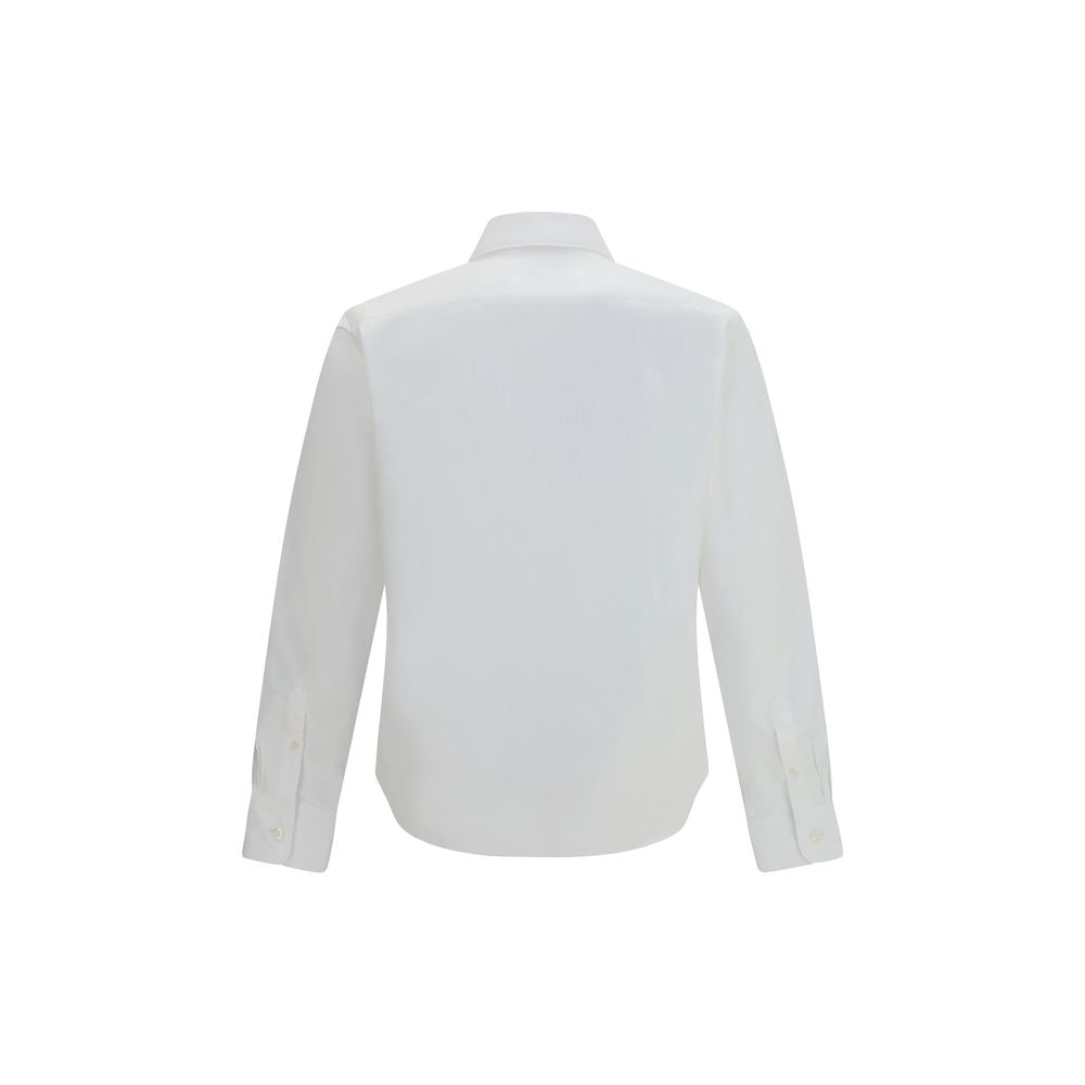 Dress Shirt by Prada for men in cotton pearl, white & signature features an architectural silhouette with a refined and elegant for a architectural look.