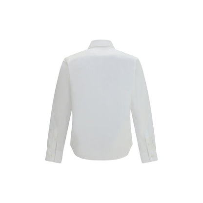 Dress Shirt by Prada for men in cotton pearl, white & signature features an architectural silhouette with a refined and elegant for a architectural look.